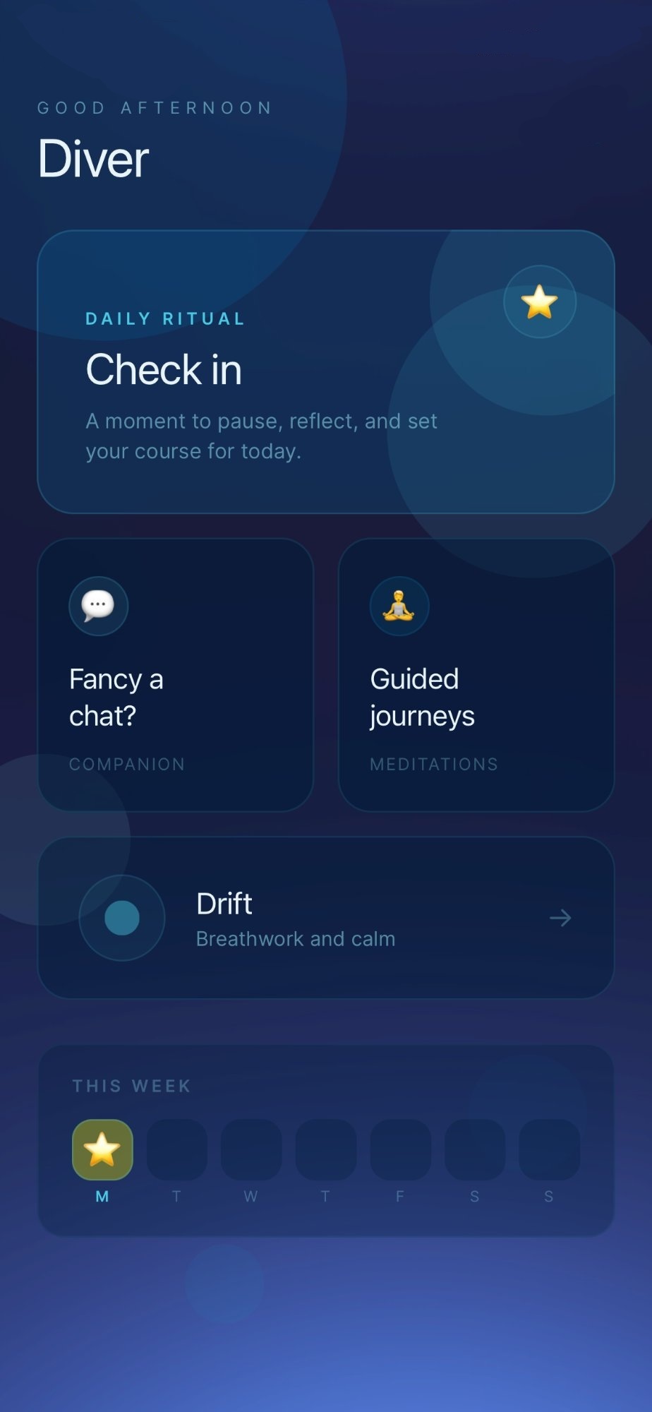 Oceanary Home Screen